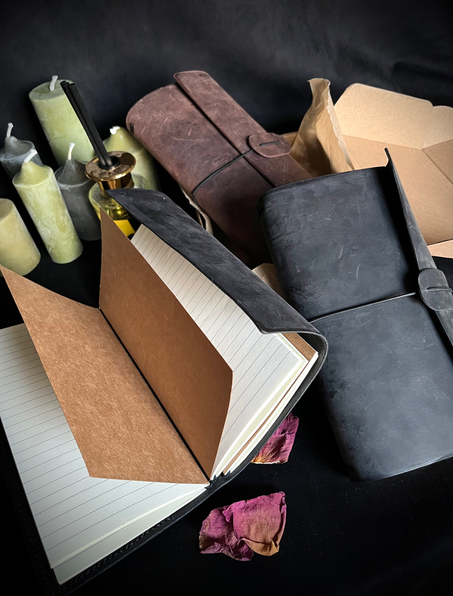 Black leather notebook