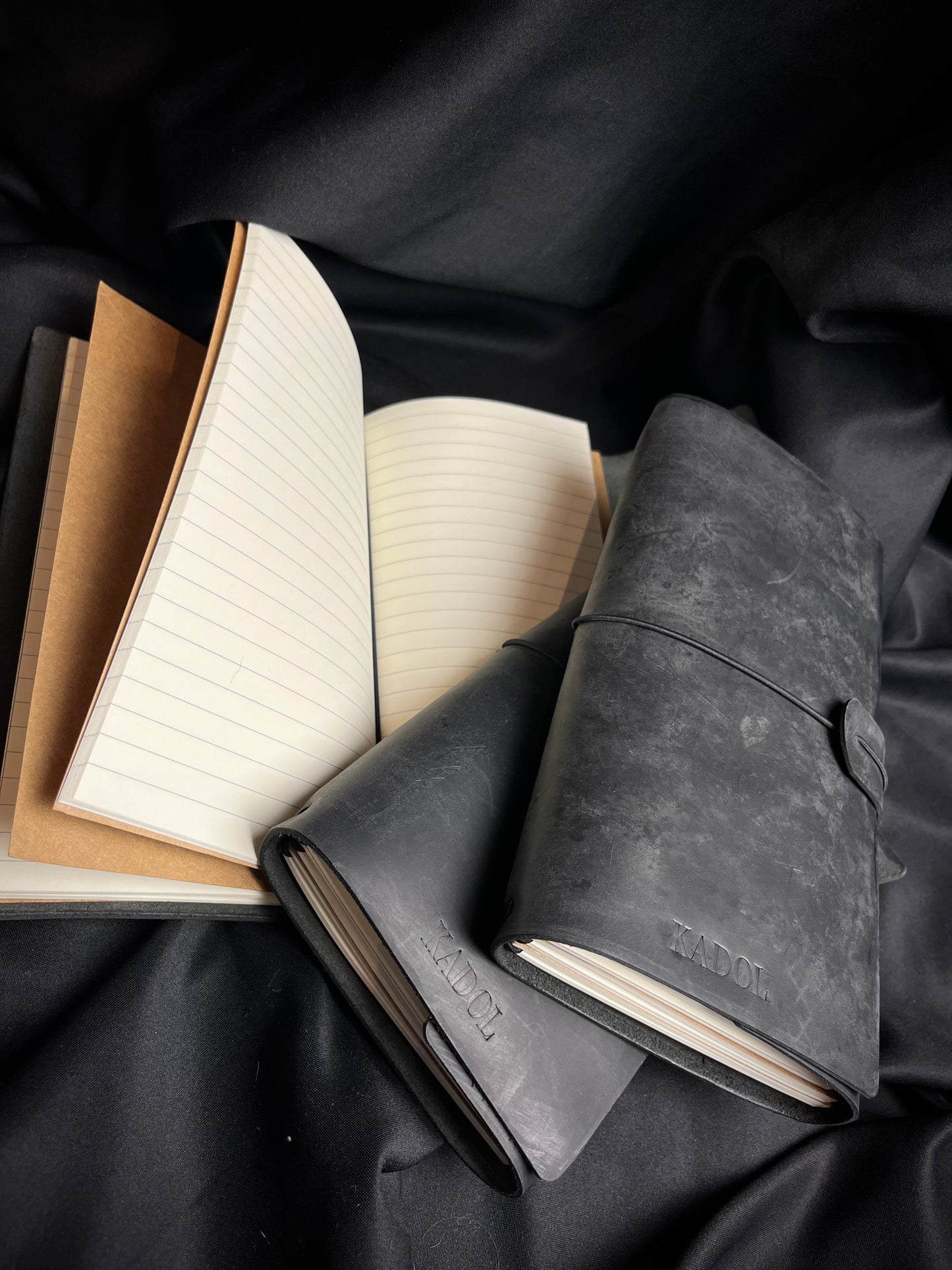 Black leather notebook