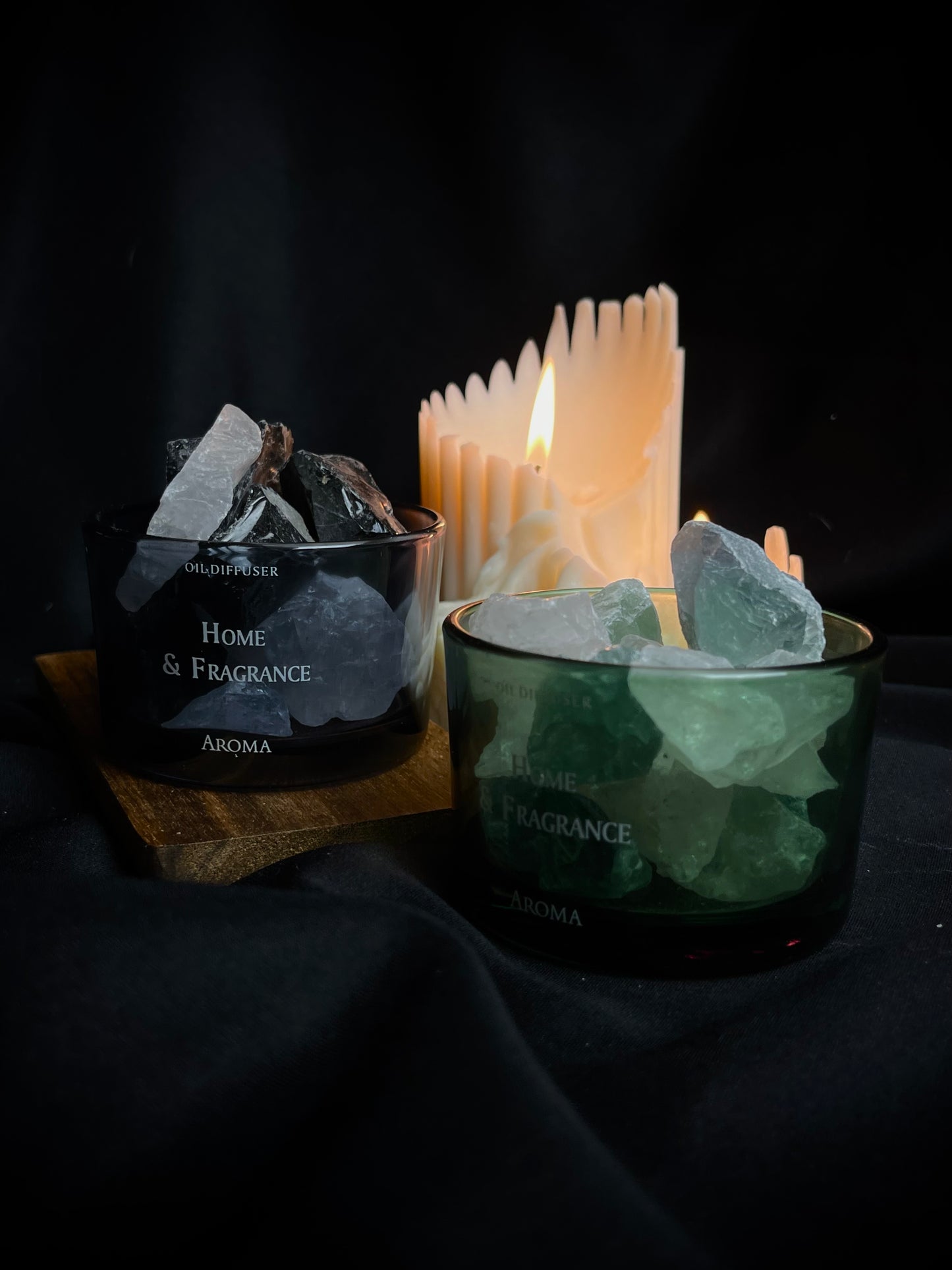 Namų kvapas su žaliais aromatiniais kristalais