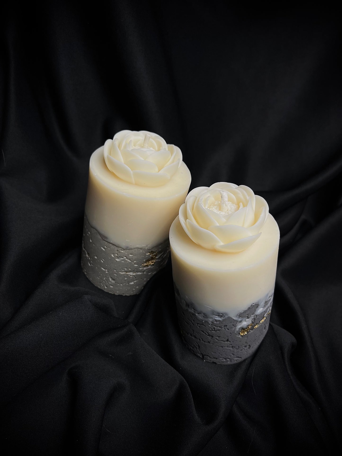 Apvali miglotos gėlės betono žvakė