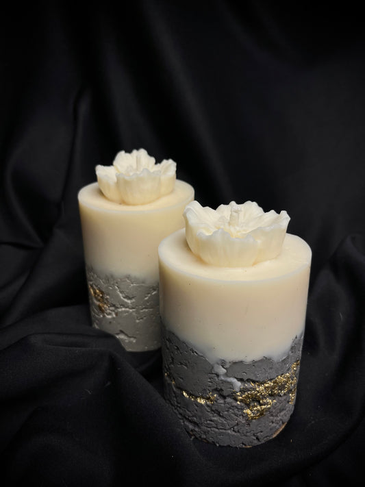 Apvali žydėjimo betono žvakė